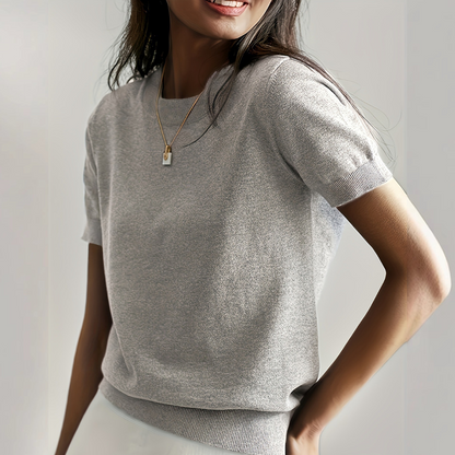 Casual Short Sleeve Crew Neck Top For Women | Alverine