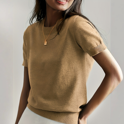 Casual Short Sleeve Crew Neck Top For Women | Alverine