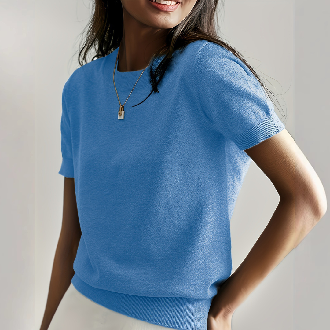 Casual Short Sleeve Crew Neck Top For Women | Alverine