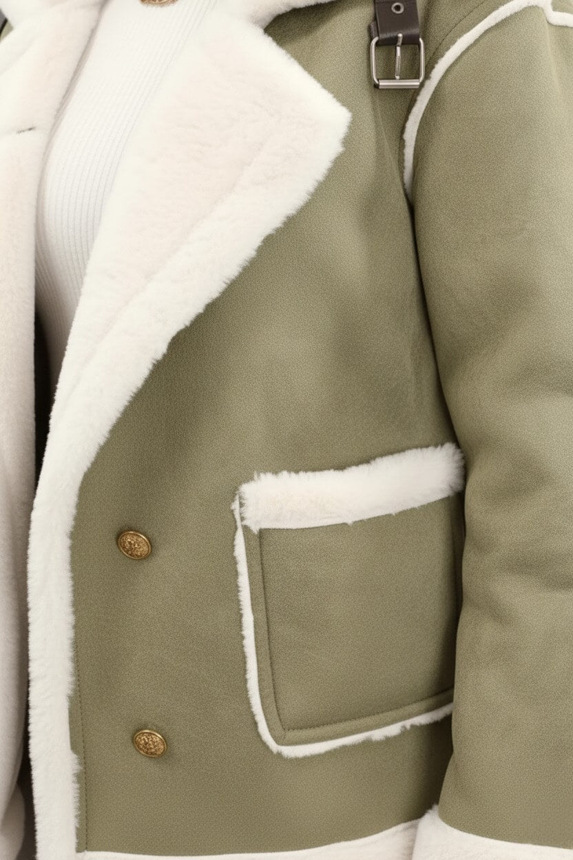 Lapel Trim Shearling Style Jacket For Women | Maelis