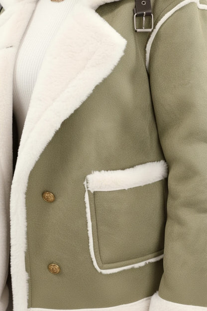 Lapel Trim Shearling Style Jacket For Women | Maelis