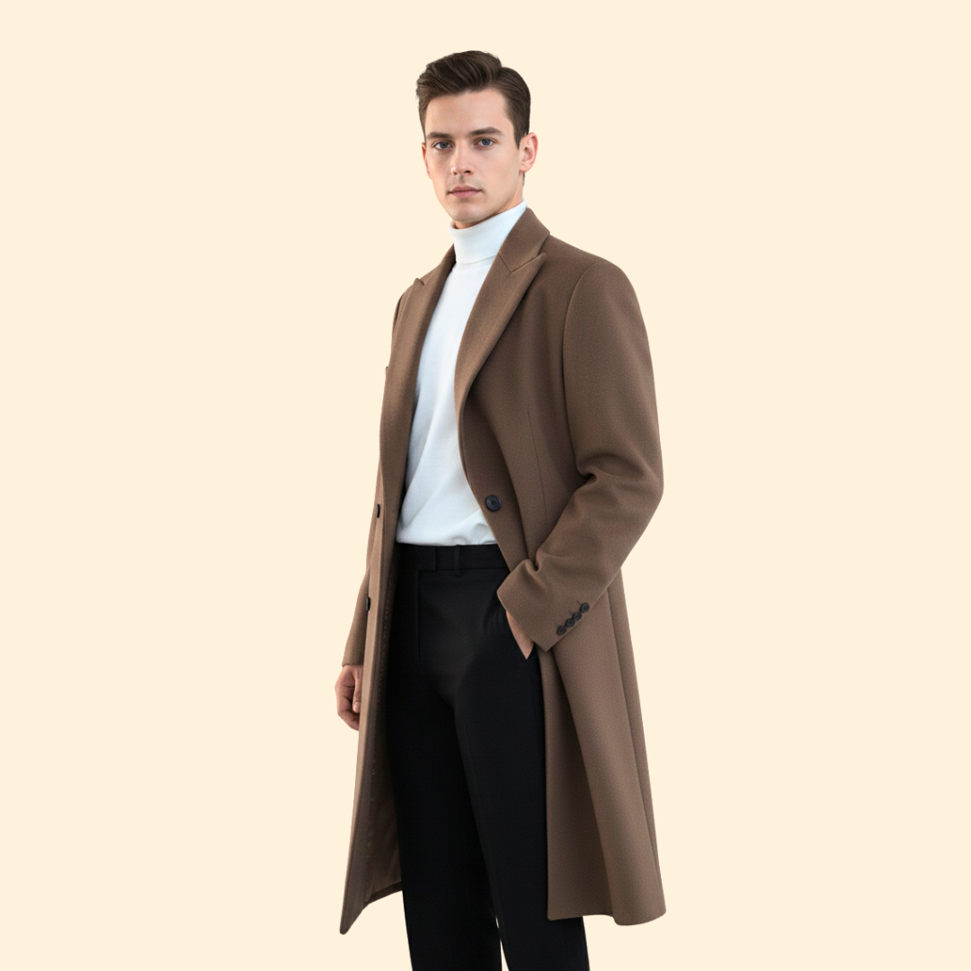 Tailored Double Breasted Long Overcoat For Men | Erwin