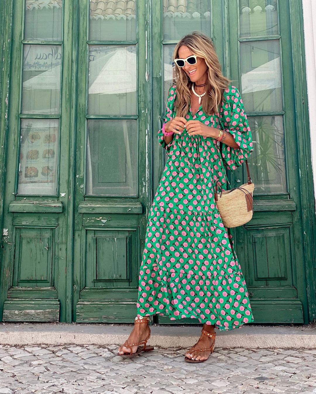 Bohemian Puff Sleeve Long Dress For Women | Isalora