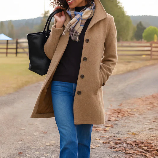 Classic Button Front Heritage Coat For Women | Emilia