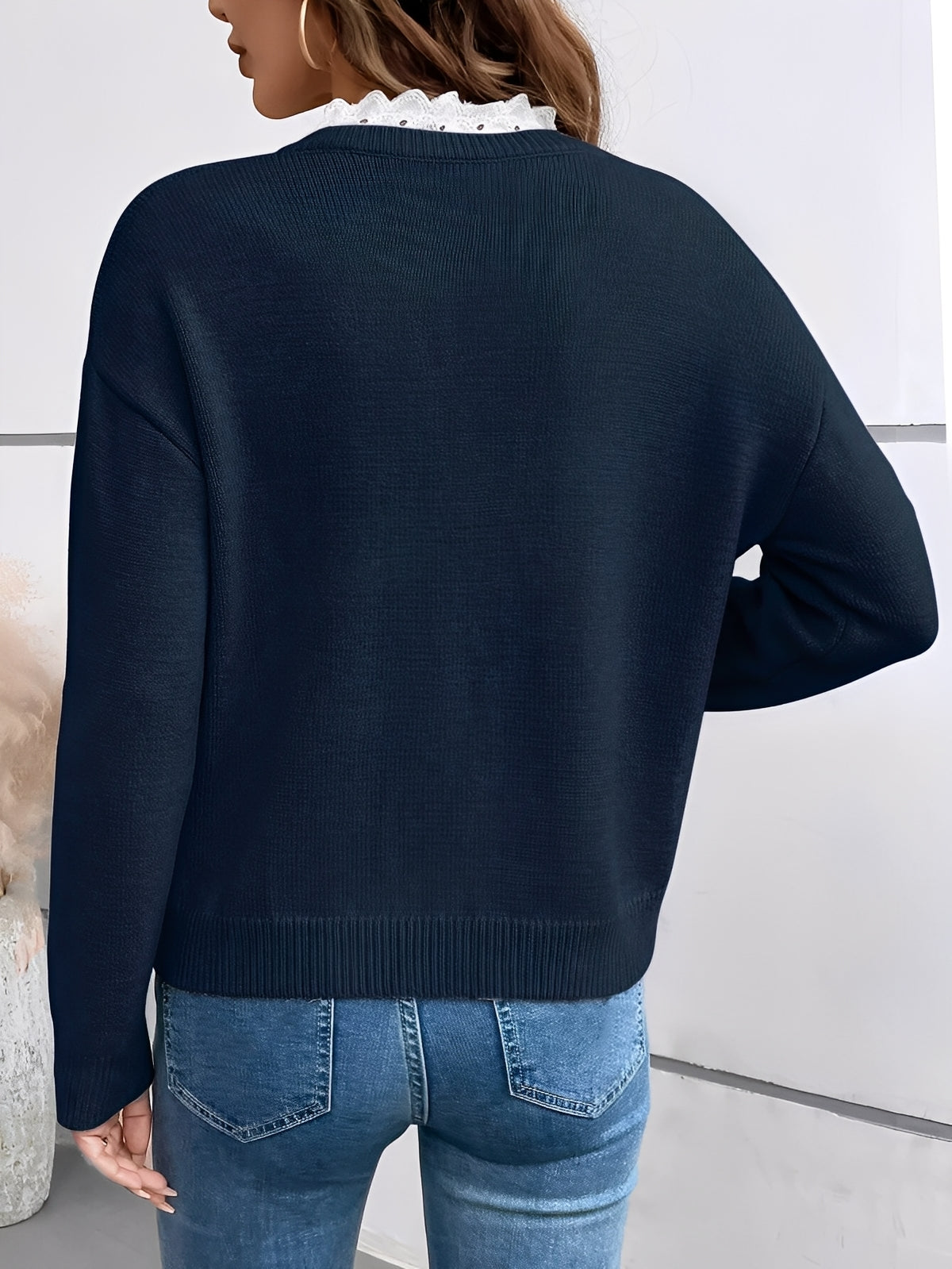 Lace Trim V Neck Blouse For Women | Mirelle
