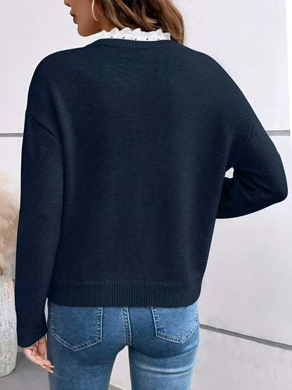Lace Trim V Neck Blouse For Women | Mirelle