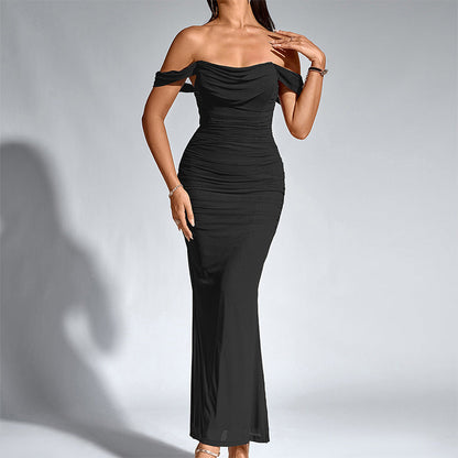 Elegant Off Shoulder Backless Mermaid Long Dress For Women | Calantha
