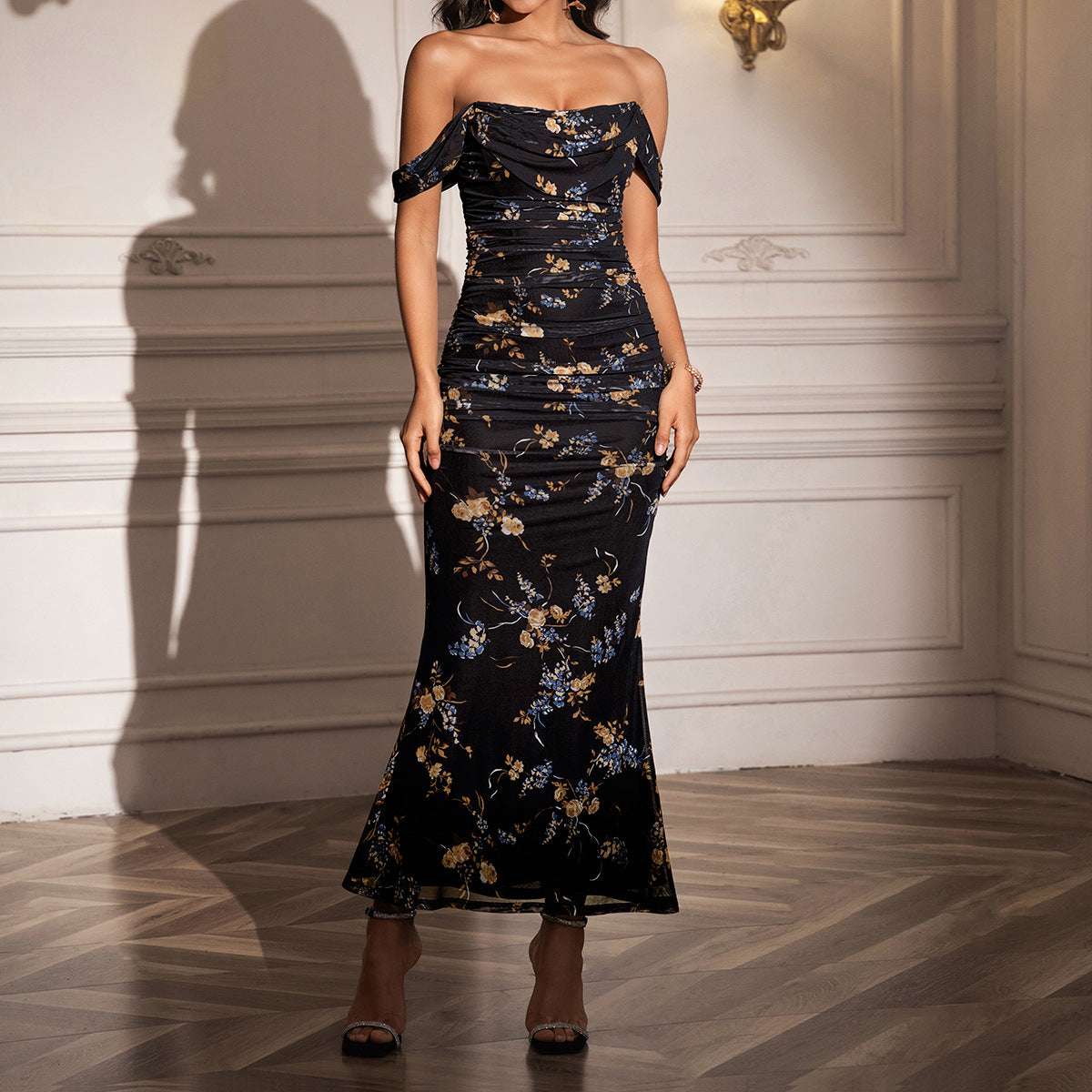 Elegant Off Shoulder Backless Mermaid Long Dress For Women | Calantha