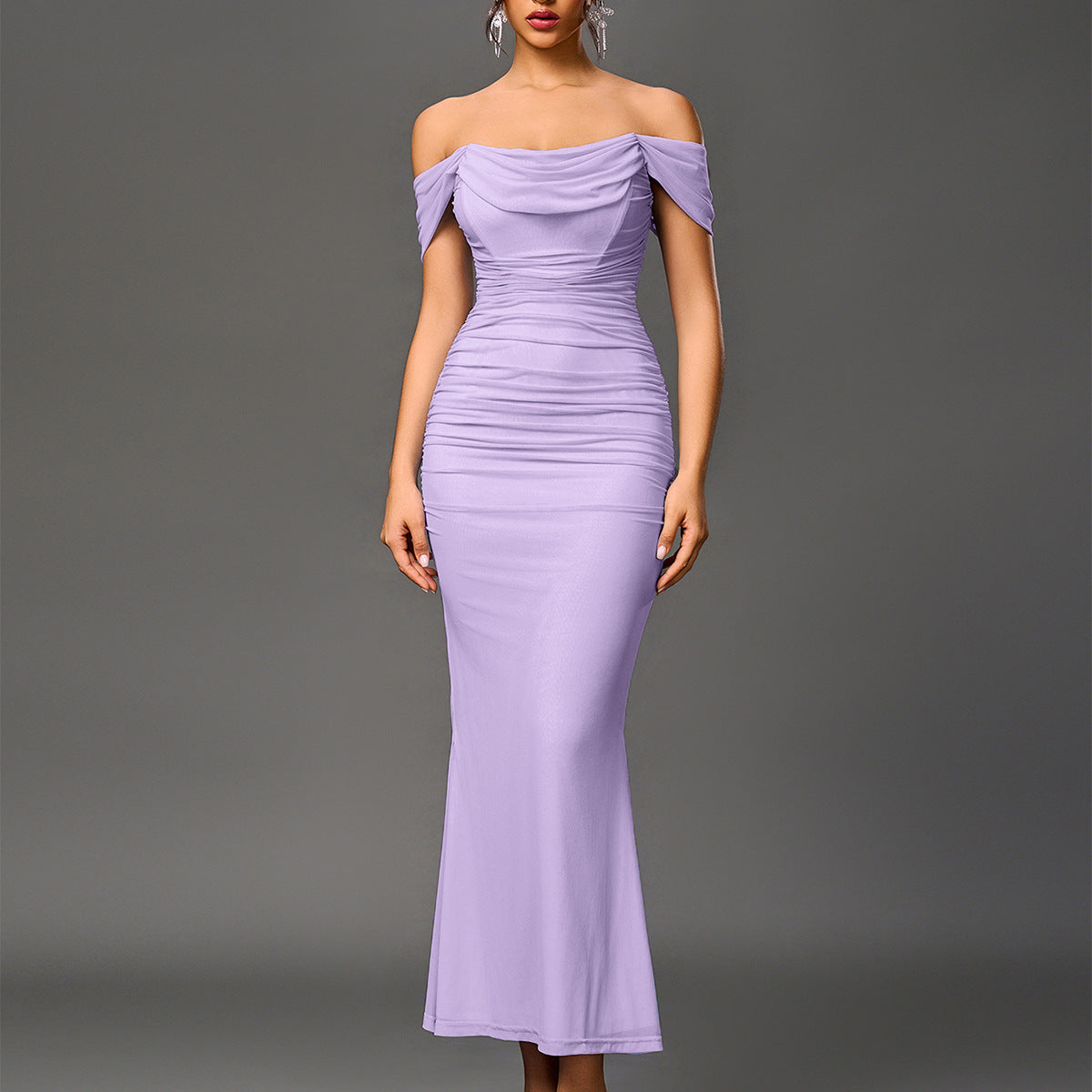 Elegant Off Shoulder Backless Mermaid Long Dress For Women | Calantha