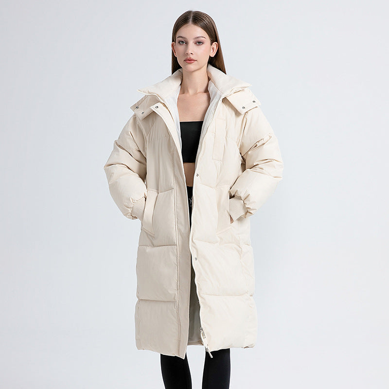 Elegant Hooded Long Puffer Coat For Women | Vivienne