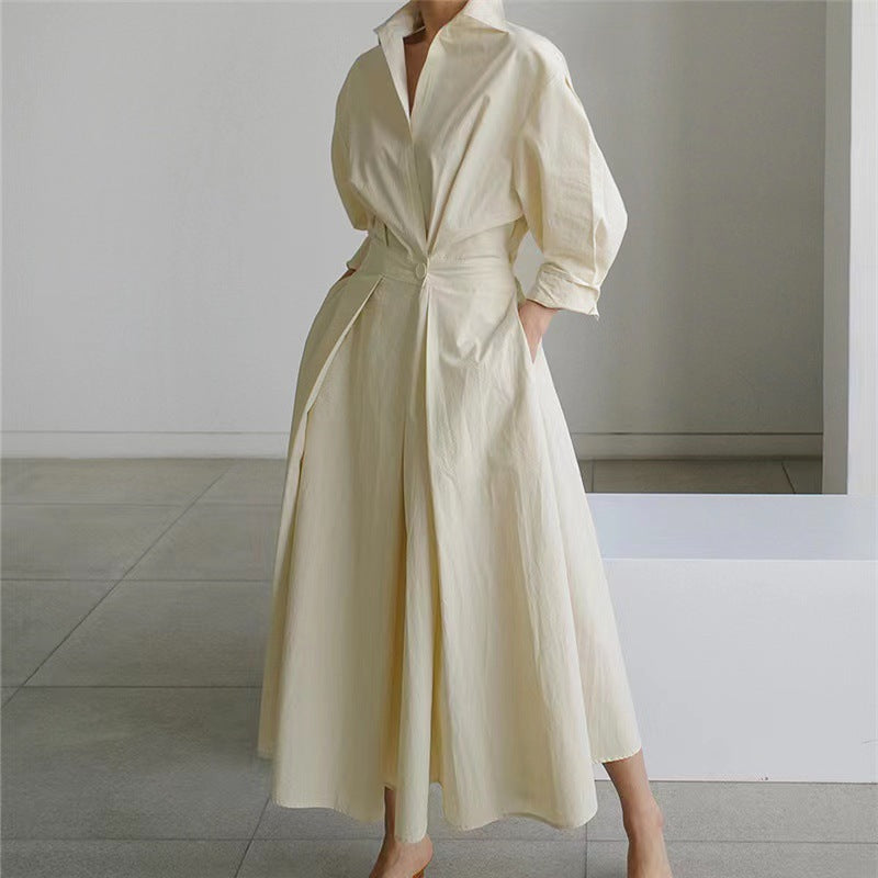 Elegant Front Wrap Collared Dress For Women | Seralune
