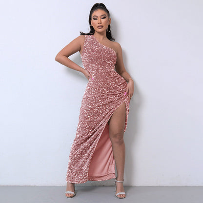 One Shoulder Sequin Long Dress For Women | Zarelle