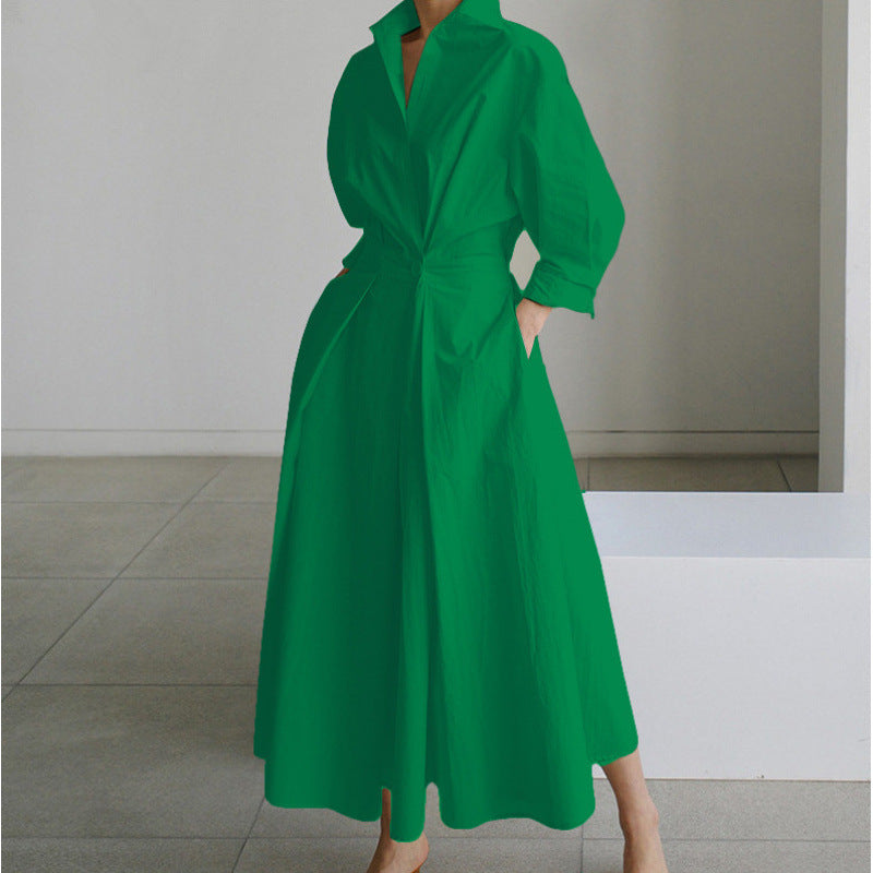 Elegant Front Wrap Collared Dress For Women | Seralune