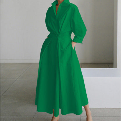 Elegant Front Wrap Collared Dress For Women | Seralune