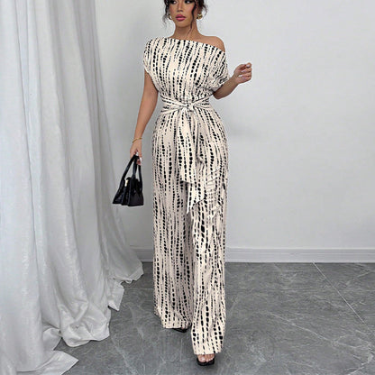 Classy Wide Leg Oblique Strap Jumpsuit For Women | Zelmira