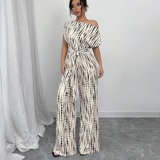 Classy Wide Leg Oblique Strap Jumpsuit For Women | Zelmira
