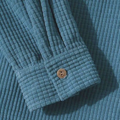 Textured Button Front Hooded Jacket For Men | Matteo