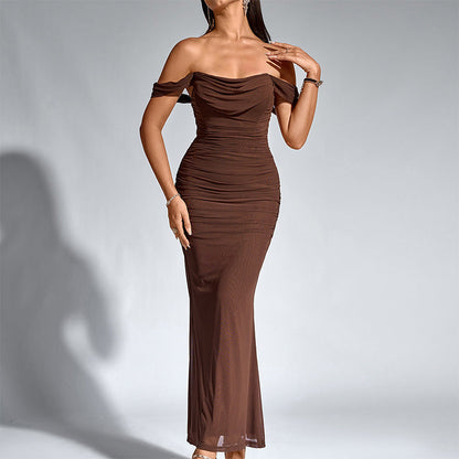 Elegant Off Shoulder Backless Mermaid Long Dress For Women | Calantha