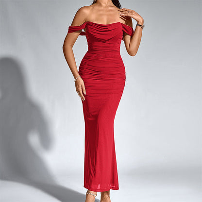 Elegant Off Shoulder Backless Mermaid Long Dress For Women | Calantha