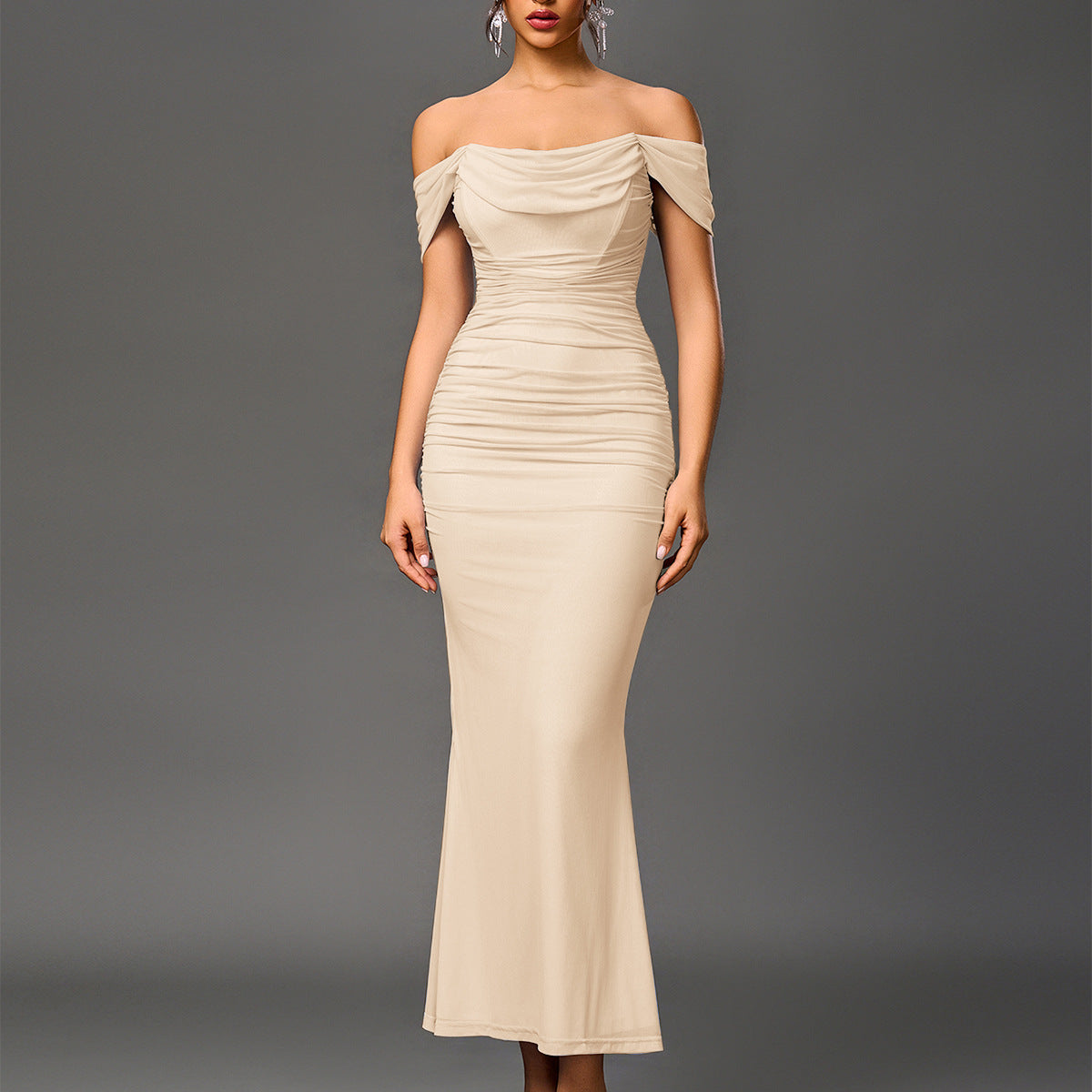 Elegant Off Shoulder Backless Mermaid Long Dress For Women | Calantha