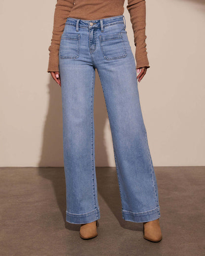 Classic Retro High Waist Wide Leg Jeans For Women | Zevarine