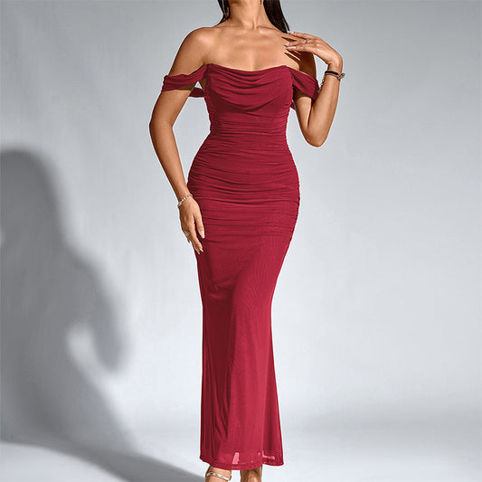 Elegant Off Shoulder Backless Mermaid Long Dress For Women | Calantha