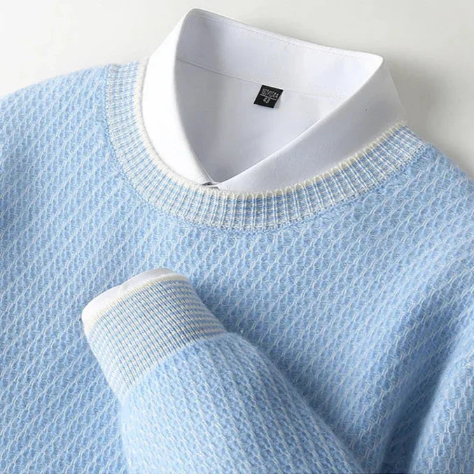 Textured Crew Neck Sweater for Men | Jheo