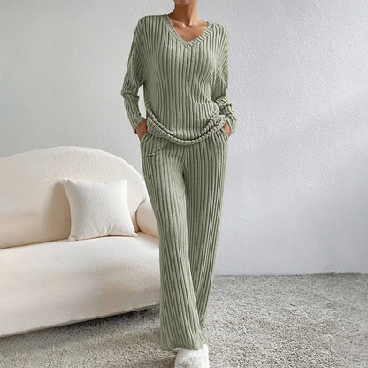 Relaxed Ribbed Two Piece Lounge Set For Women | Mireva