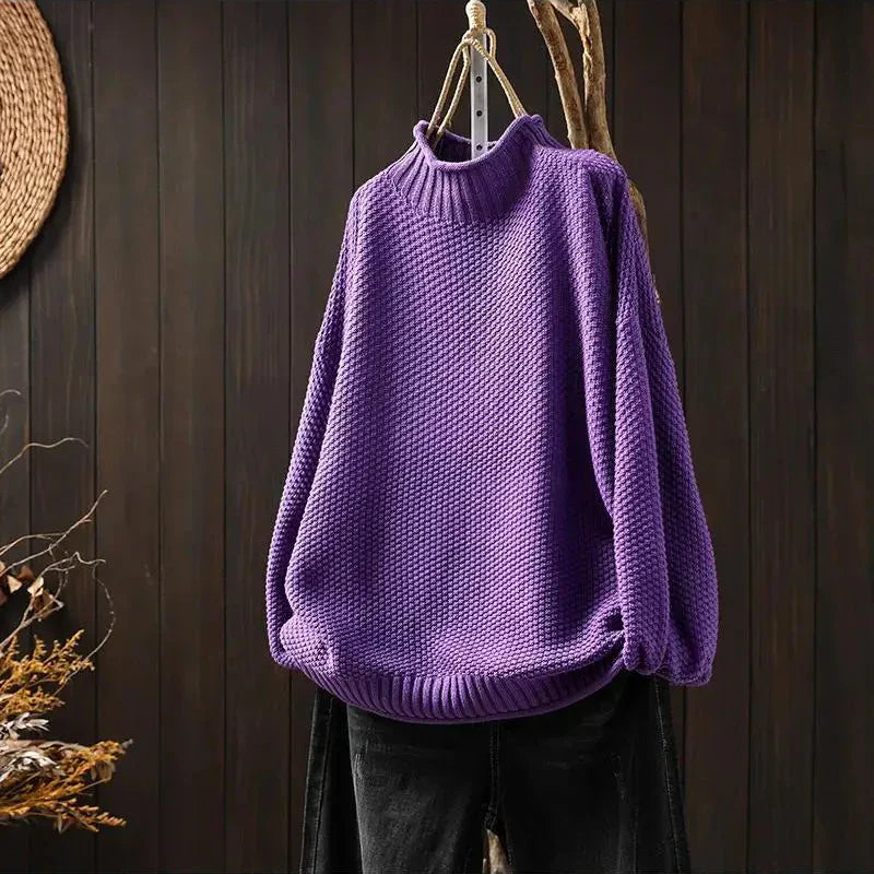 Textured High Neck Sweater For Women | Elowira