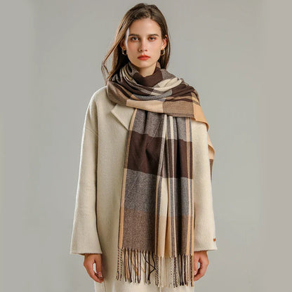 Classic Plaid Fringe Scarf For Women | Elowenra