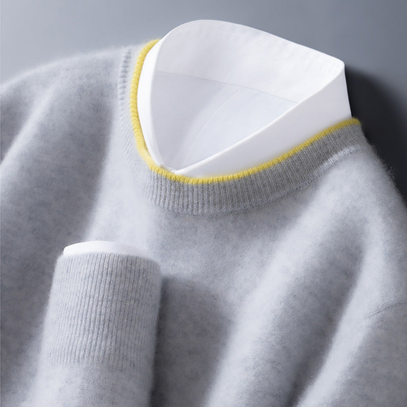 Contrast Trim Crew Neck Sweater for Men | Hartley
