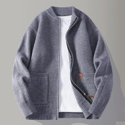 Textured Zip Front Jacket For Men | Alveron
