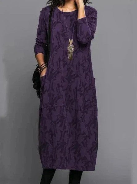 Long Sleeve Printed Midi Dress for Women | Mirella