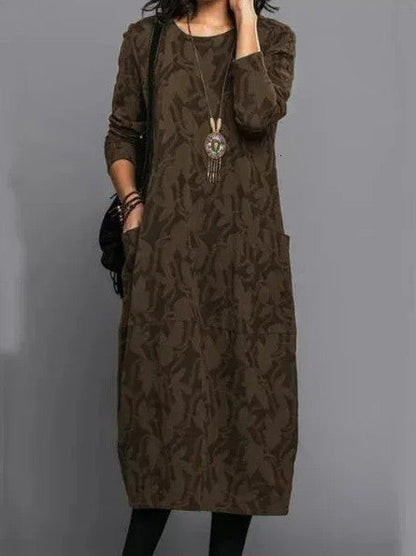 Long Sleeve Printed Midi Dress for Women | Mirella