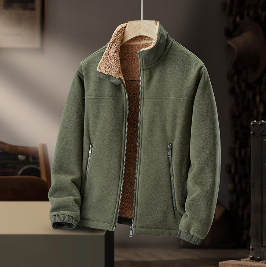 Zip Front Sherpa Jacket for Men | Calder