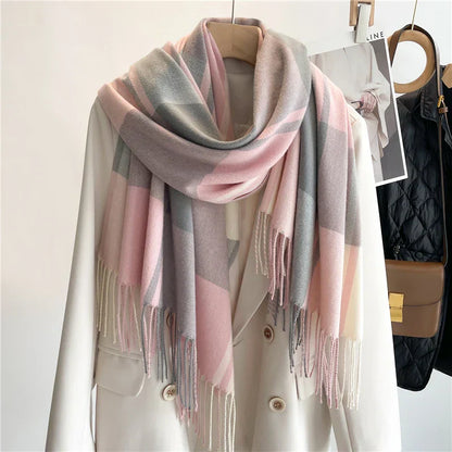 Classic Plaid Fringe Scarf For Women | Elowenra