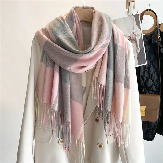 Classic Plaid Fringe Scarf For Women | Elowenra