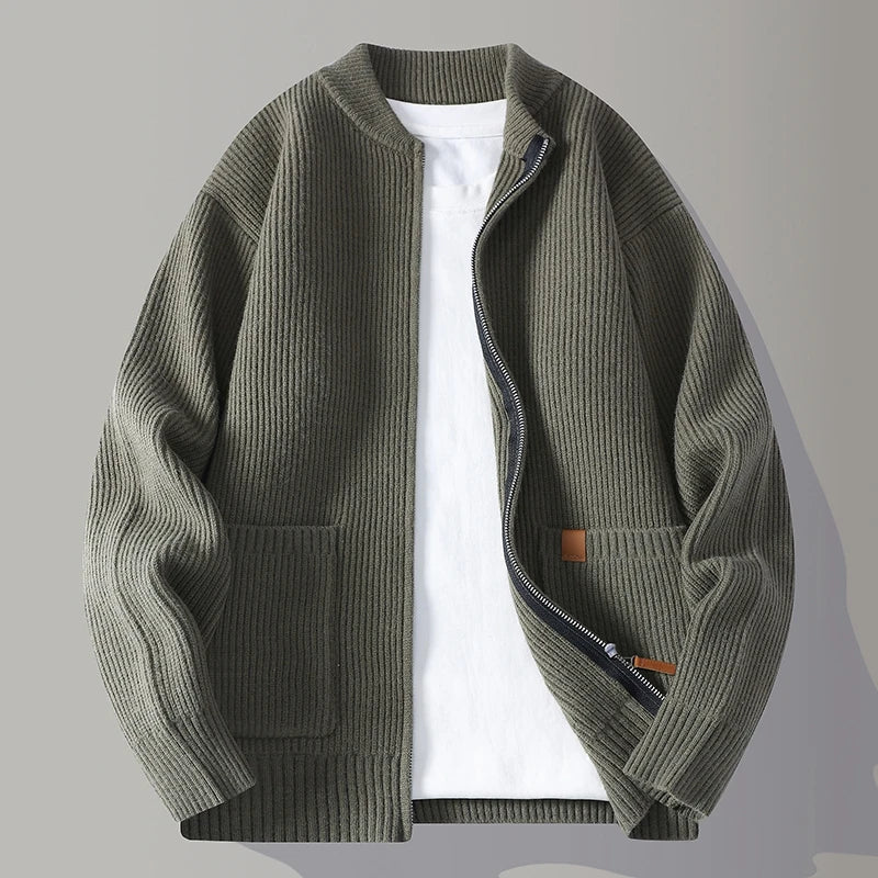 Textured Zip Front Jacket For Men | Alveron