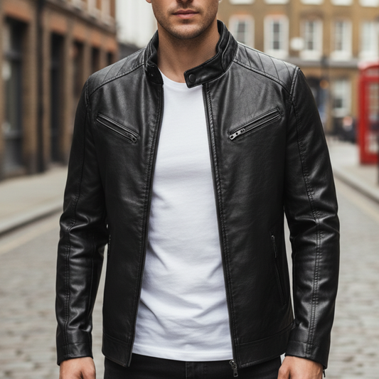 Stand Collar Zip Front Jacket For Men | Kaelric