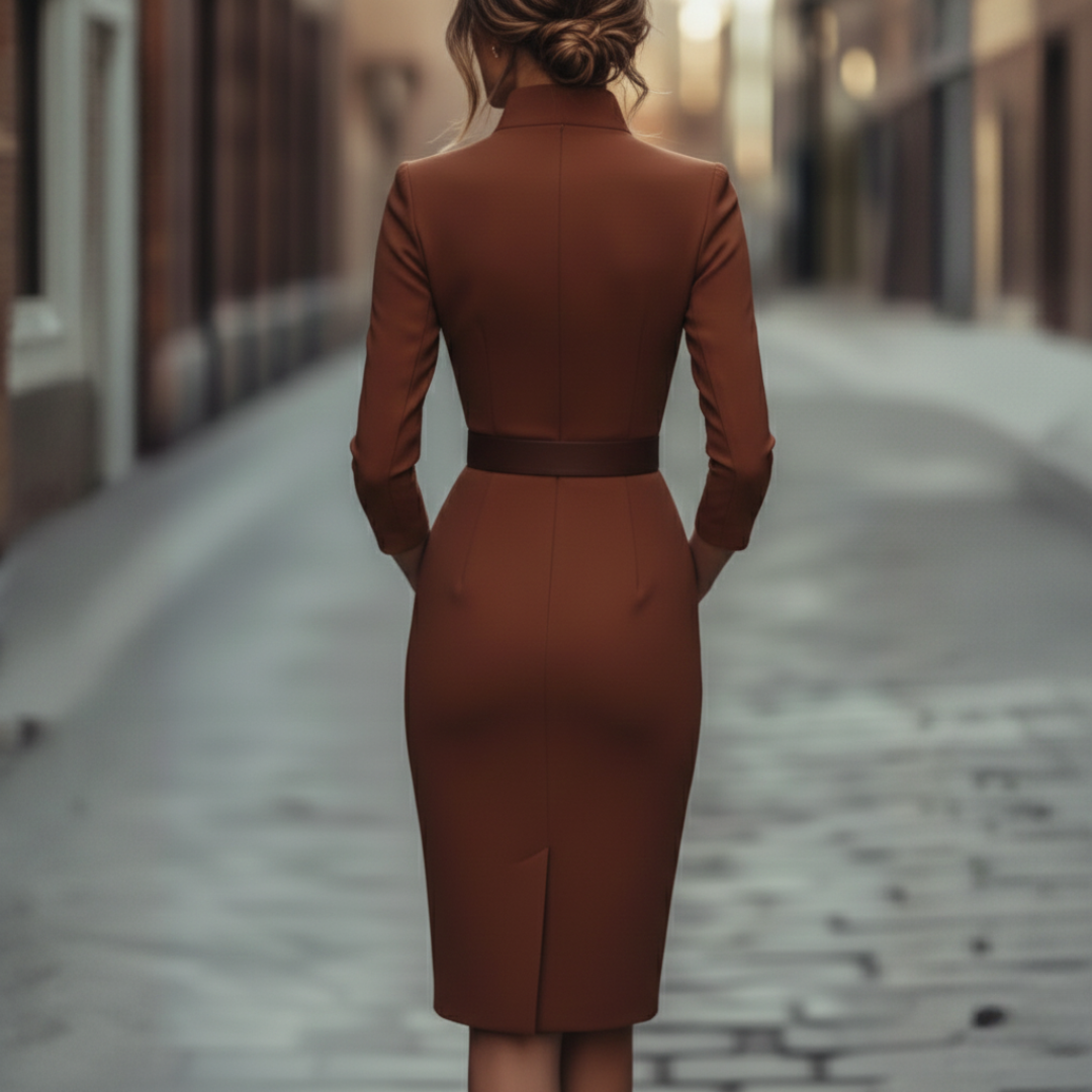 Belted Wrap Style Midi Dress For Women | Dianna