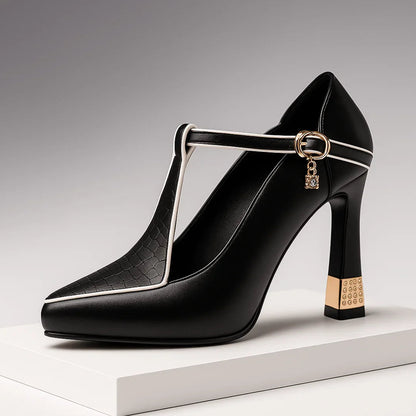 Pointed Toe T Strap Heels For Women | Vivienne