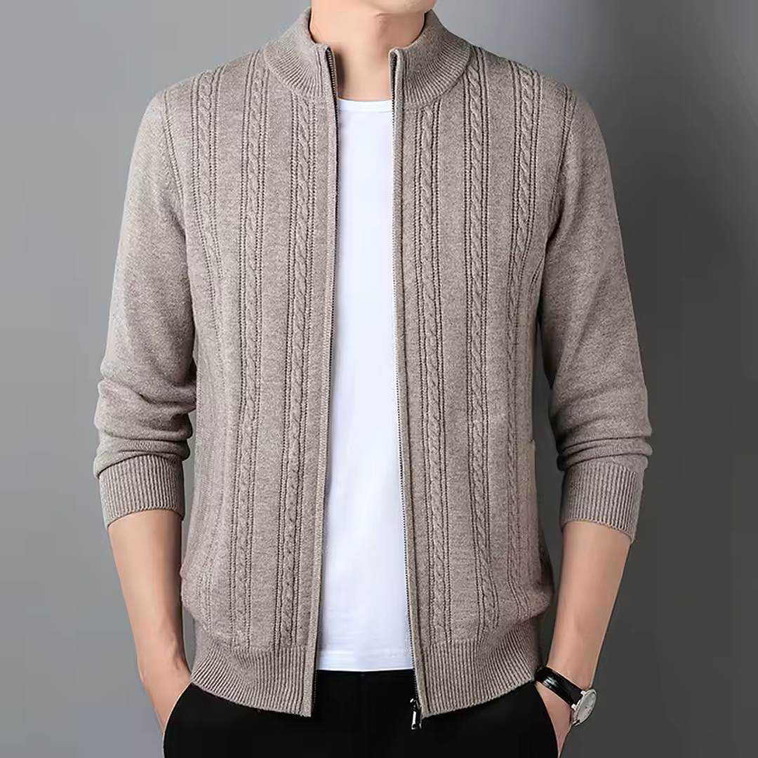 Zip Neck Ribbed Cardigan for Men | Evander