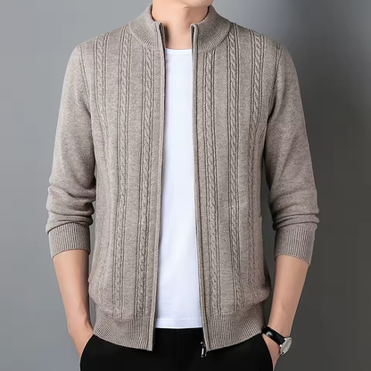 Zip Neck Ribbed Cardigan for Men | Evander