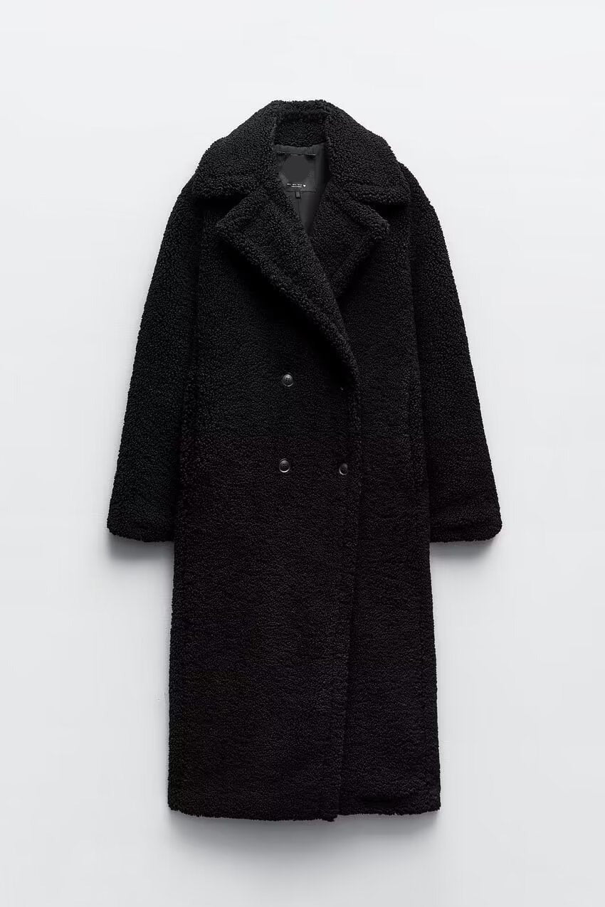Long Double Breasted Textured Coat For Women | Caldria
