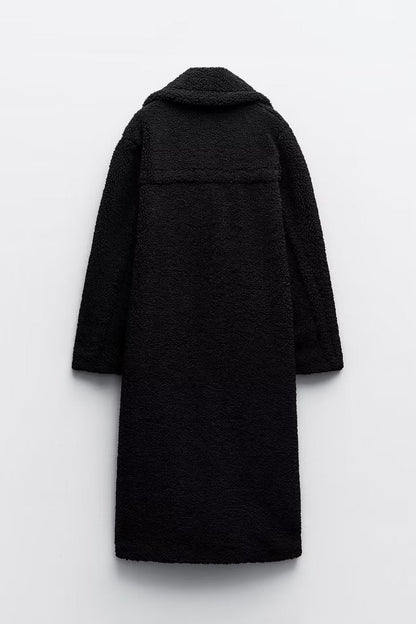 Long Double Breasted Textured Coat For Women | Caldria