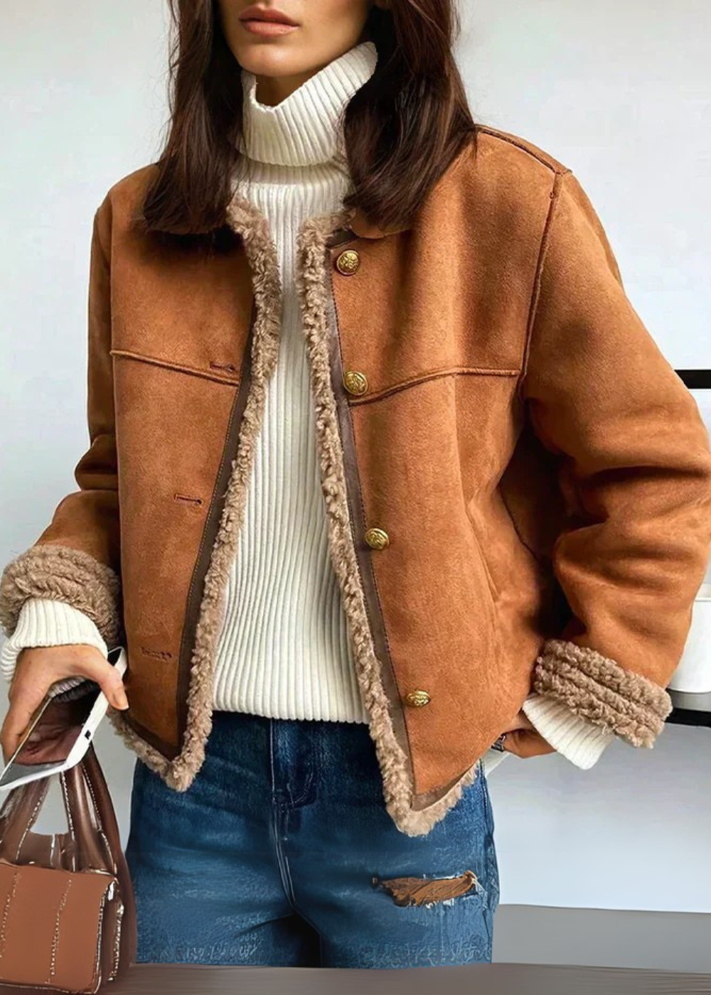 Contrast Trim Cropped Jacket for Women | Elvina