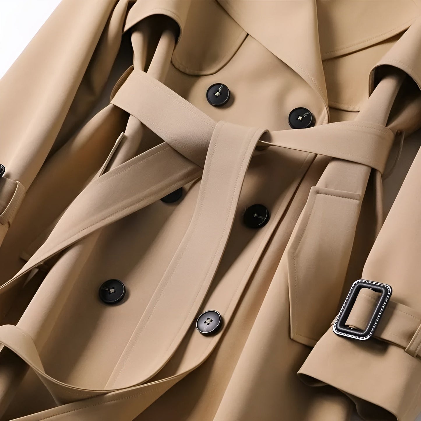 Belted Double Breasted Trench Coat for Women | Elara