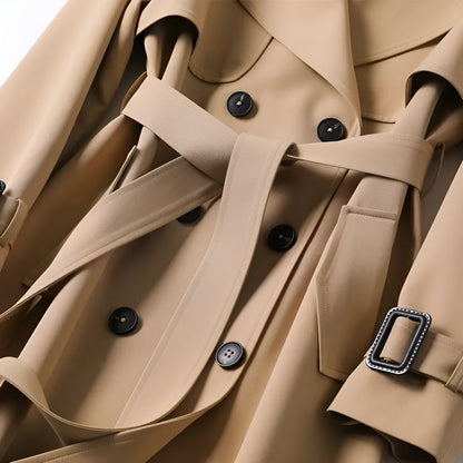 Belted Double Breasted Trench Coat for Women | Elara