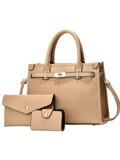 Crocodile Embossed Large Capacity Crossbody Handbag Set For Women | Valentinae