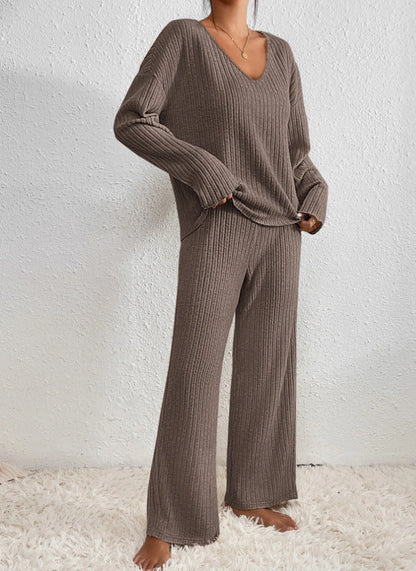 Relaxed Ribbed Two Piece Lounge Set For Women | Mireva